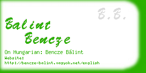 balint bencze business card